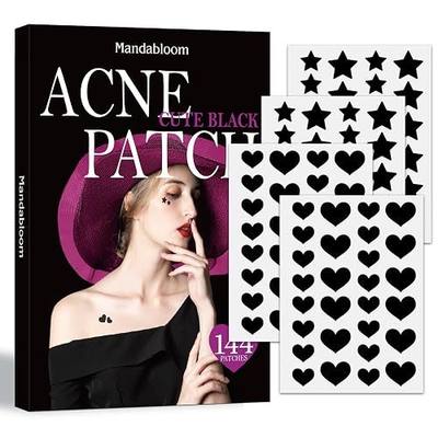 Acne Pimple Patch, Hydrocolloid Acne Patches with Tea Tree & Calendula Oil, Star-Shaped Acne Patches Cute for Face (Black Star & Heart)