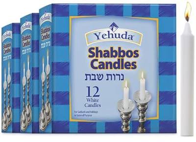 Yehuda 3 Hour White Shabbos (36 Candl), Traditional Shabbat | Unscented | Emergency Candles for Emergency Kit