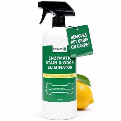| Pet Enzymatic Stain & Odor Eliminator for Strong Odors Around the Home - Carpet Cleaner for Dog & Cat Urine - 32oz Spray | Pee, Poop & Vomit Remover | Works On Carpet, Rugs, Upholstery & More | Odor & Stain Removal