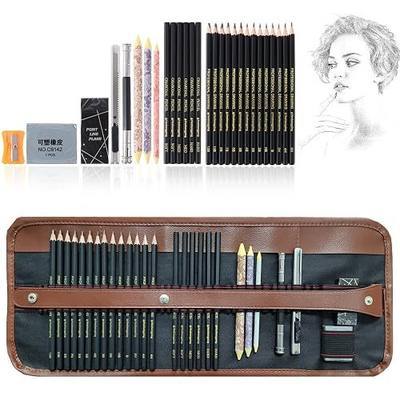 Heshengping Drawing Pencils Sketch Pencil Art Supplies Set for Adults beginners Professional Sketching Art Graphite Charcoal Blending Stump Pencils kit