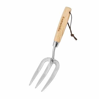 Garden Fork Hand Tool Small Weeding Fork 12 Inch with 3 Pointed Tines Wood Handle for Gardening Weeding Cultivating Digging Planting Transplanting Aerating Loosening Hard Soil Mixing Additives