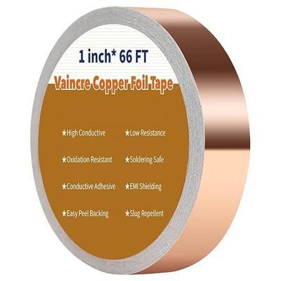 Vaincre 1" x 66FT Conductive Copper Foil Tape for EMI Shielding & Repairs | Conductive Adhesive, For Stained Glass & Guitar, EMI Shielding, Electrical Repairs, Grounding & Crafts
