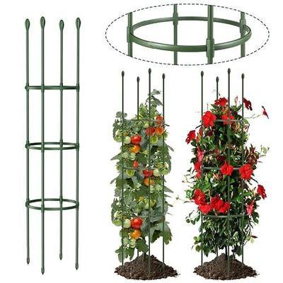 Round Heavy Duty Tomato Cage - 55 Inch Steel Core Plastic Coated Garden Trellis, 4-Post Rustproof Plant Support for Tomato/Cucumber/Beans, No Tools Snap Assembly, Spare Parts Available 1PS