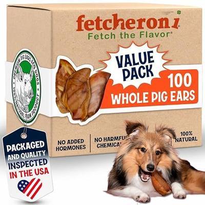 FETCHERONI Whole Pig Ears for Dog Chews, Long Lasting Dog Treat, L, 100 PCS | Long Lasting, One Ingredient, Delicious All Natural Flavor, Easy to Digest Treat, Great for Teeth and Gums