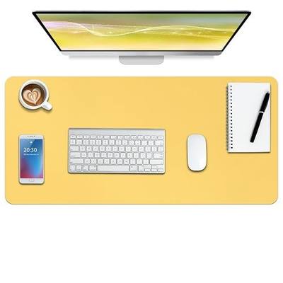 Boutilon Leather Desk Pad Protector,Non-Slip Mouse Pad,Laptop Desk Pad,Office Mouse Mat,Waterproof Leather Desk Blotter,Desk Writing Pad for Office and Home (S-Yellow,24"x 14")
