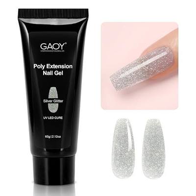 GAOY Poly Gel, 60g Nail Extension Gel, Silver Builder Gel Nail Enhancement Gel for Beginner & Professional Nail Art Salon DIY at Home