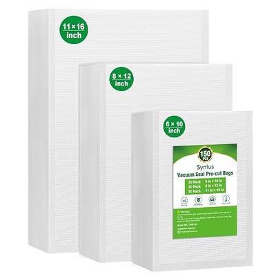 Syntus Vacuum Sealer Bags, 150 Gallon 11" x 16" and Quart 8" x 12" and Pint 6" x 10" Commercial Grade PreCut Bag, BPA Free Food Vac Bags for Storage, Meal Prep or Sous Vide