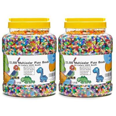 INSCRAFT 2 Buckets of Fuse Beads, 46,000 pcs 5mm Iron Beads for Kids Crafts, 30 Colors with 6 Pegboards, 10 Ironing Paper, 20 Patterns, Gifts for Birthday Christmas, Multicolor Refill Kit