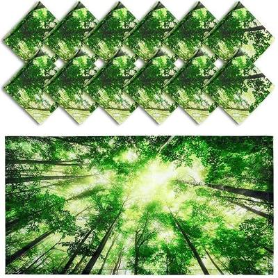 Hortsun 12 Pcs Fluorescent Light Covers Bulk, 4 x 2 ft Magnetic Fluorescent Drop Ceiling Lighting Covers Light Filter Shade for Home, Office, Hospital, School Classroom Decoration(Forest)