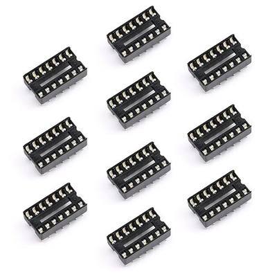 10Pcs 14P IC Socket DIP Integrated Circuit IC Sockets Adaptor Solder Type 2.54mm Pitch Dual Row 14 Flat Pin