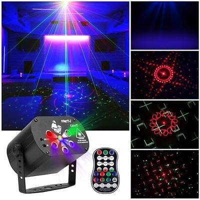DJ Disco Party Lights Stage Laser Light Strobe Projector RGB Sound Activated with Remote Control for Christmas Halloween Room Home Decorations Karaoke KTV Bar Birthday Wedding Dance Show (60 Patterns)