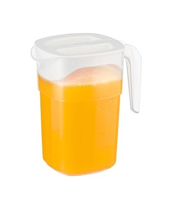 Araven Pitcher, 1 Quart Capacity Plastic Container with Lid for Serving and Storing Liquid at Home and in Commercial Kitchen, 1 Qt, 1 Count