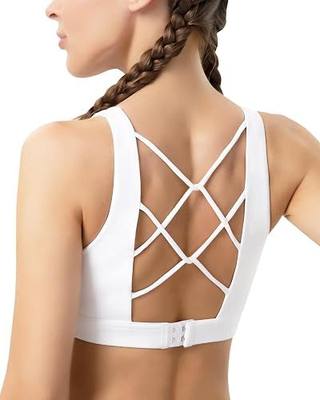Sports Bras for Women High Support, Molded Cup High Impact Criss Cross Back Workout Yoga Bra No Removable Padded Bra