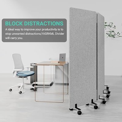 3 Panel Soundproof Room Divider, Portable Acoustic Office Divider | Acoustic soundproof,Smooth rolling wheels,Large 66" x 95",Portable wall divider, Office partitions for sound proofing