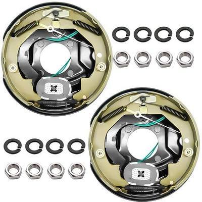 RV Murts 1 Pair 10" x 2-1/4" Self Adjusting Electric Trailer Brake Assembly | 2300-3500 lbs Axle, Nuts&Washers, Spindle Kit, 4 Holes, Parts Replacement.