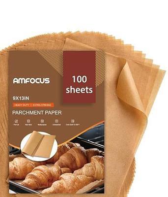 Parchment Paper Sheets, 9x13 In Non-Stick Precut Baking Parchment for Baking, Grilling, Air Fryer, Steaming, and More (Unbleached) - Quarter Sheet Size, Perfect for Bread, Cakes, Cookies, 100PCS