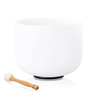 528 Hz 8 Inch C Note Root Chakra Crystal Singing Bowl | Frosted Quartz Bowl, Sound Healing Meditation,Mindfulness,Relaxation, Includes 2 Case Bags and Rubber Mallets