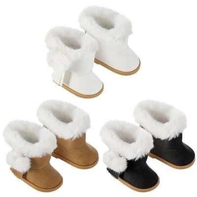 Bencailor 3 Pairs Doll Shoes 18 Inch Doll Boots Winter Dolls Snow Boots Christmas Accessories for Dress up(Black White Brown)