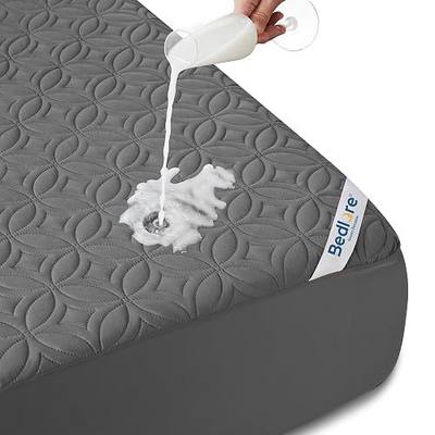 BEDLORE Waterproof Mattress Protector, Queen Size Mattress Pad Noiseless with Deep Pocket 6"-18" Depth, Soft Breathable Dirt-Proof Bed Mattress Cover Washable for Home, Bedroom, Hotel (Gray)