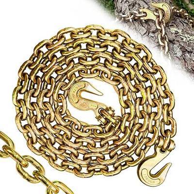 G80 Transport Binder Chain 3/8"×10 ft|Lifting Chain with 7100 lbs Working Load Limit|Log Safety Towing Chains Extension for Flatbed Trailers,Truck,Boat|Tow Tie Down Binding Accessories