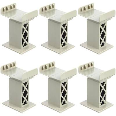 6 Pcs Train Bridge Pier Track Railway Accessories Multi Level Support Risers High Level Blocks Compatible All Major Brands, Grey Upgraded Version