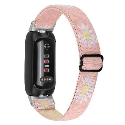 Compatible with Fitbit Inspire 3 Bands Elastic Breathable Nylon/Soft Silicone Bands for Women