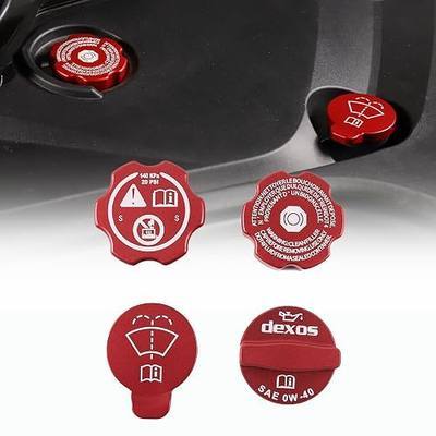 Aluminium Alloy Engine Oil Cap Radiator Cap Washer Cap Brake Fluid Cap Cover Trim Compatible with Chevrolet Corvette C8 2020-2023 2024 2025, Engine Cap Cover Set C8 Accessories 4PCS (Aluminum - Red)
