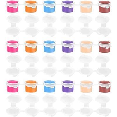 15ml/0.53oz Empty Paint Pots Strips with Lid, Mini Paint Pot Pod Strips, Paint Clear Storage Containers for Classrooms Schools Paintings Art Festivals (6 Strips / 36 Pots)
