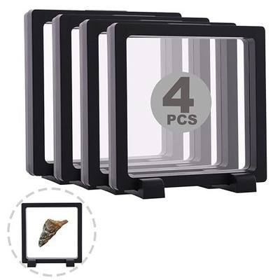 YITOU 4 Set 4.3 Inch 3D Floating Display Frame Case for Jewelry, Challenge Coin Display Stands Case Holder for Fossil, Rock, Gemstones, Megladon Tooth, Specimens, Floating Frame Case