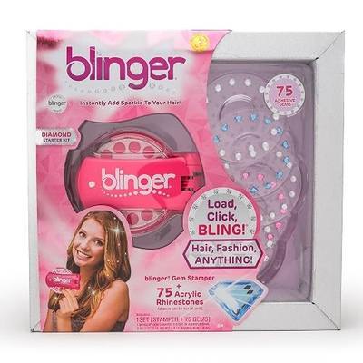 blinger® Diamond Starter Set | Pretty-n-Pink Gem Stamper + 75 Hair Gems | Bling In, Brush Out® | Gift for Girls & Parties | Bling Hair, Fashion, Anything!