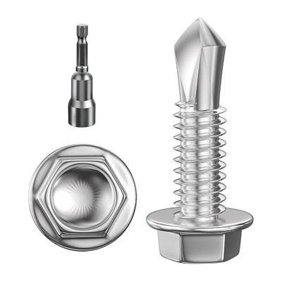 Wensilon (300Pcs) #8×3/4" Hex Washer Head Self Drilling Screws, 410 Stainless Steel Metal SheetScrews,TEK Screws, Sheet Metal Self Tapping Screws