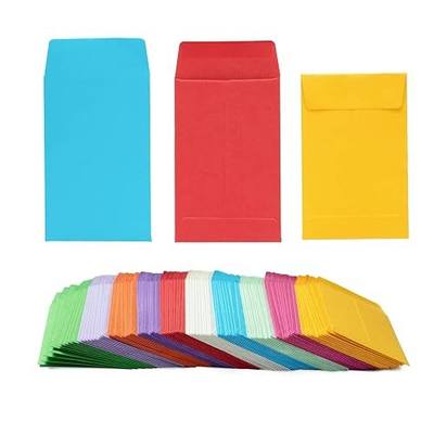 1000 Pieces Colorful Small Coin Envelopes for Seed, 2.25×3.5 inch | Self-Adhesive, Mini Parts Storage Packets, For Garden, Office or Wedding Gift