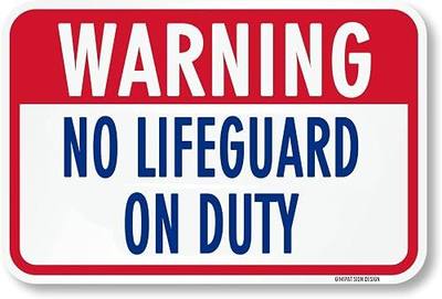 GIMIPAT Aluminum Warning No Lifegurd On Duty Pool Sign, 12inx8in Fade Resistance, Indoor/Outdoor Use Metal Sign