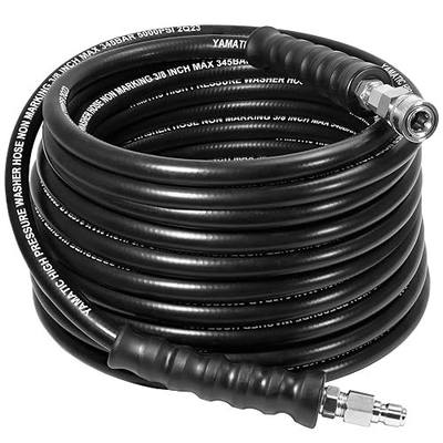 YAMATIC 3/8" Pressure Washer Hose 50 FT with Stainless Steel Quick Connect | 5000 PSI Industrial Grade Steel Wire Braided With Swivel 3/8” Fittings, Never Kink, 35°F–212°F Hot/Cold Water Use