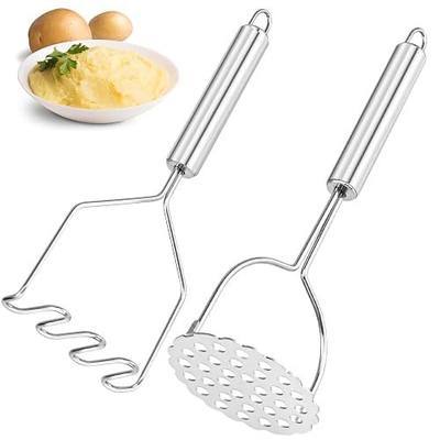 2 Pcs Potato Smasher, Mashed Potato Masher, Stainless Steel Masher Kitchen Tool for Avocado, Bean, Fruit, Vegetables, Food