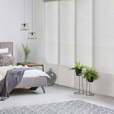 GoDear Design Panel Blinds Woven 45.8"-86" x 96", First Snow | Natural Woven Panel Track Blinds for Sliding Glass Doors with Adjustable Track and Trimmable Vertical Panels