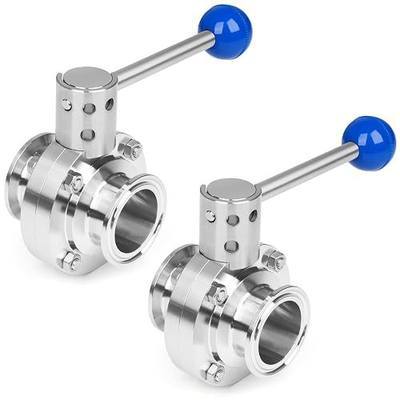 1.5 Inch Butterfly Valve Sanitary 2 Pcs Stainless Steel 304 with Pull Handle Tri Clamp Butterfly Valve