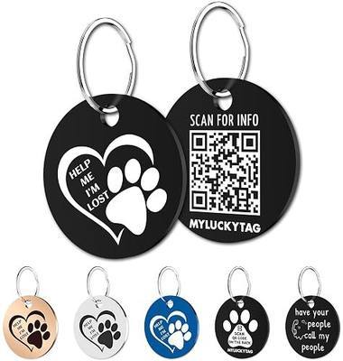 MYLUCKYTAG Stainless Steel QR Code Pet ID | Personalized Dog & Cat Tag with Online Profile & Location Alert Email | Durable Collar Identifier