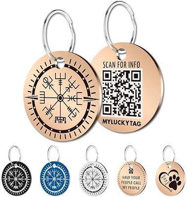 MYLUCKYTAG Stainless Steel QR Code Pet ID | Personalized Dog & Cat Tag with Online Profile & Location Alert Email | Durable Collar Identifier
