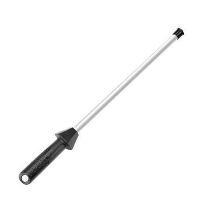 Total L.17.5-Inch/Rod L.12-Inch 3000-Grit Ceramic Sharpening Steel with Built-In Angle Guides and Anti-Breaking Cap, Sharpening Rod, Knife Steel, Ceramic Honing rod, Chaira Afilador Cuchillos