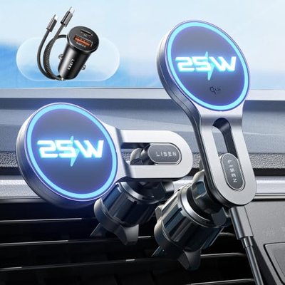 LISEN for Qi2 25W MagSafe Car Mount Charger for iPhone 18 Pro Max, Car Vent Magnetic Car Charger,Stable Wireless Charging Car Charger Mount Holder, 25W Car Mount,Car Vent Mount for iPhone 18 17 16