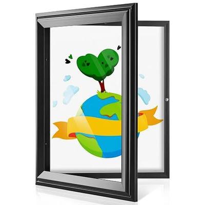 Kids Art Frames, 8.5x11 Front Opening with Tempered Glass Picture Art Frames, Artwork Display Storage Frame for Kids Drawings, Children Art Projects, Artworks, Schoolwork, Home or Office (1Pack,Blck)
