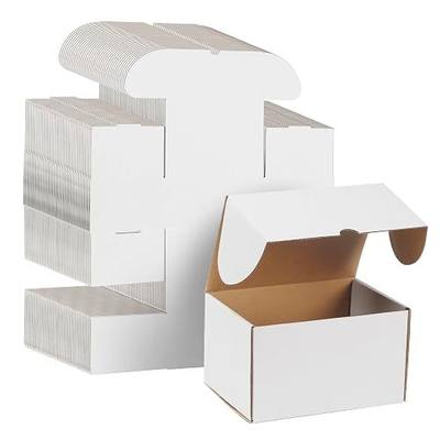 WIFTREY 50 Pack 7x5x4 Shipping Boxes for Small Business Packing, White Corrugated Cardboard Mailer Boxes for Shipping Mailing