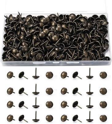 wugongshan 250 Pcs Upholstery Tacks, Decorative Furniture Tacks, Round Head Bronze Nails Tacks Pins, Antique Thumb Tacks Push Pins for DIY Project, Furniture, Sofa, Chair, Bed- 11x17 mm
