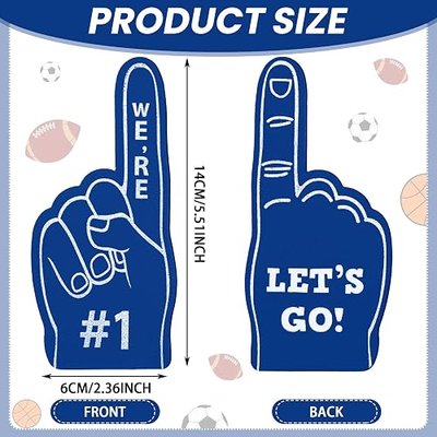 Sinmoe 48 Pcs Mini Foam Fingers, Baseball Fan Mini Foam Finger, We're #1 Sports Themed Party Supplies for Baseball Softball Basketball Volleyball Football School Events Team Gifts(Dark Blue)