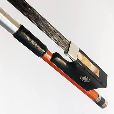 Brazilwood Ebony 1/8 Violin Bow with Natural Horsehair (Black Horse Hair Violin Bow 1/8)