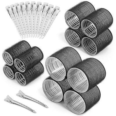 Self Grip Hair Rollers and Curlers Set - 24 Pieces with 3 Sizes (4 Jumbo, 4 Large, 4 Medium) and 12 Clips for Long, Short, Thick, Fine Hair Styling