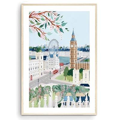 London Art Print, Wall Art, England Poster, Travel Gift, Housewarming, Wedding Gift (Unframed) (9x11)