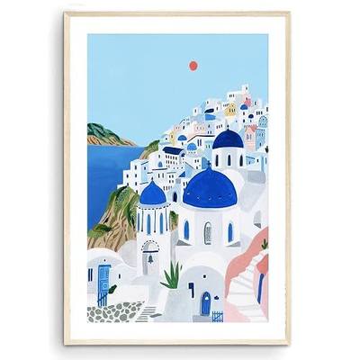 Nationcog Santorini, Greece Art Print, Santorini Wall Art, Travel Print, Travel Poster, Europe Print, Wall Decor, Housewarming Gift (Unframed) (9x11)