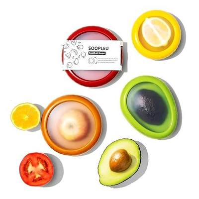 SOOPLEU Avocado Saver & Onion Storage, 4Pcs Silicone Fresh Produce Holder | Keep avocados fresh! 4Pcs silicone holder for tomato, lemons, garlic & produce. Ideal fridge fruit vegetable containers.